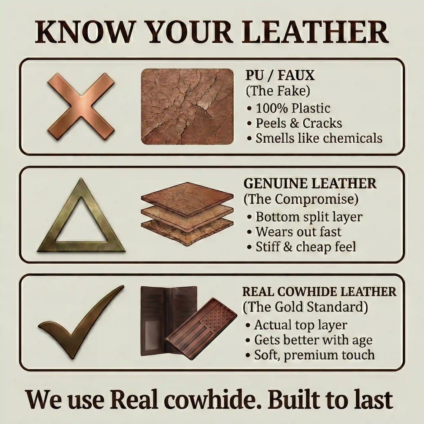 Real Cowhide Leather RFID-blocking Wallet